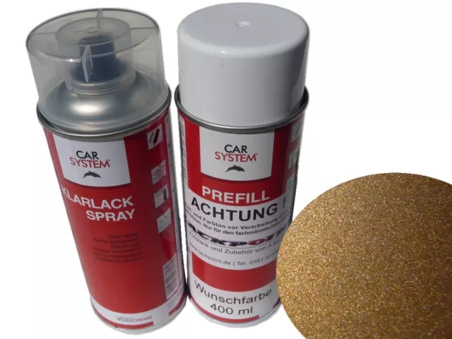 Pintura Spray Kit 400ml Base Ral 1036 Oro Metálico + Barniz Claro Lackpoint