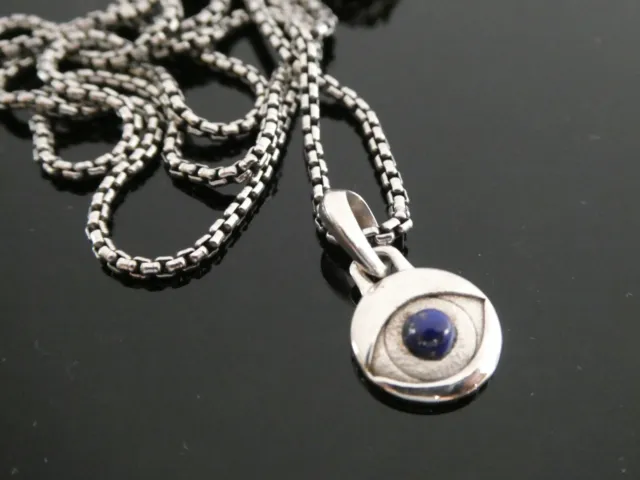 DAVID YURMAN Sterling 925 Evil Eye Amulet Lapis Gemstone Pendant Necklace 26"