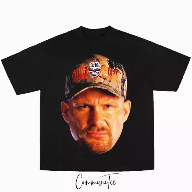 Stone Cold Steve Austin WWE Rap Rock Tee Big Face Head Vintage 90s Style T-shirt