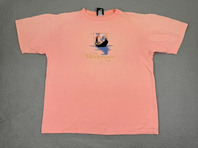 Venetian Las Vegas Shirt Adult L Pink Embroidered Textured Vintage USA