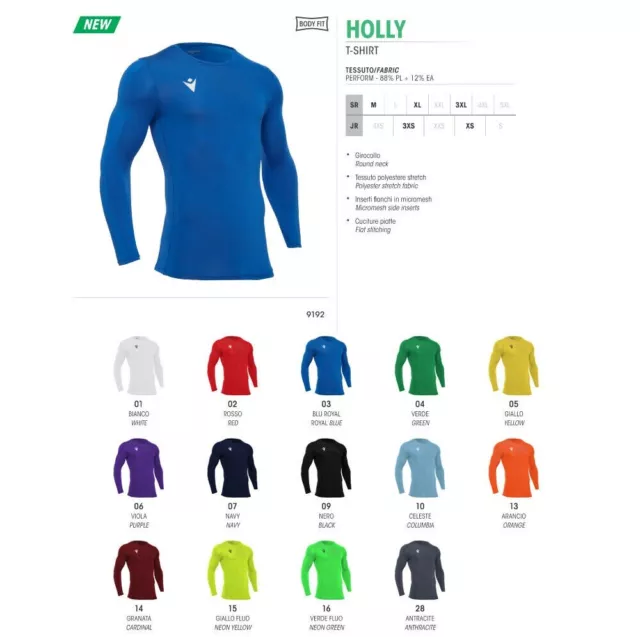 MACRON MAGLIA TERMICA MANICHE LUNGHE UOMO HOLLY 9192 vari colori disponibili