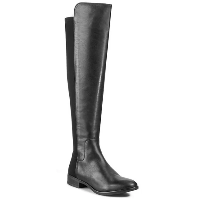 CLARKS CADDY BELLE Grey Suede Stretch Over Knee Pull On Boots Uk