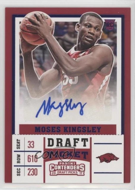 2017 Panini Contenders Draft Picks College Ticket Blue Foil Moses Kingsley Auto