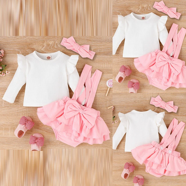 Newborn Baby Girl Casual Outfits Dress Skirt Romper Jumpsuit Ruffle Headband Set