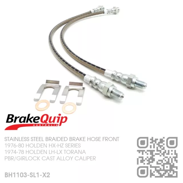 Braided Stainless Brake Hose Alloy Caliper Disc Front [Holden Lh-Lx Torana]