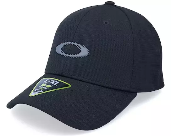 Oakley Mens Static Icon Hat Baseball Golf Flexfit Cap Blackout Large/XLarge New