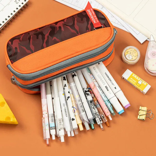 Double Zipper Camouflage Canvas Pencil Case Boy Pencil Bag School Stationery Bag 2