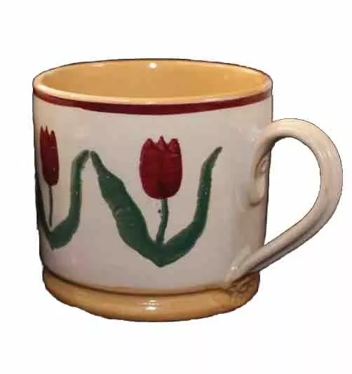 Nicholas Mosse Pottery Irish Handcrafted Red Tulips Small 2.75”H Mug MINT