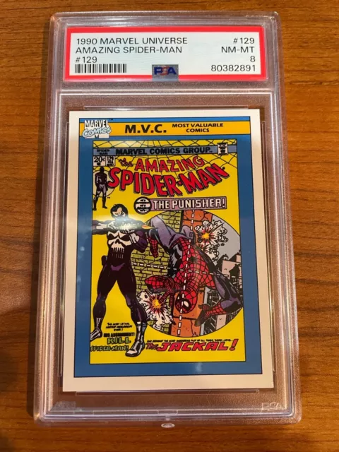 1990 Marvel Universe Series 1 #129 Amazing Spider-Man 129 PSA 8 The PUNISHER