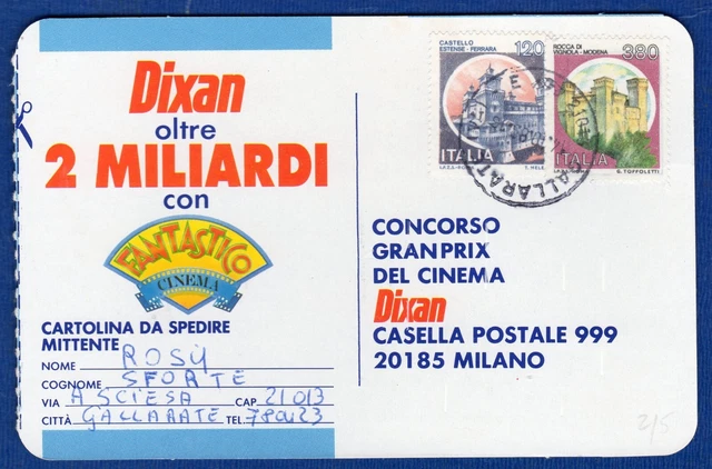 ITALIA - CARTOLINA AFF. con 120 +380 L. CAST. da GALLARATE(VA) il 14-10-1988
