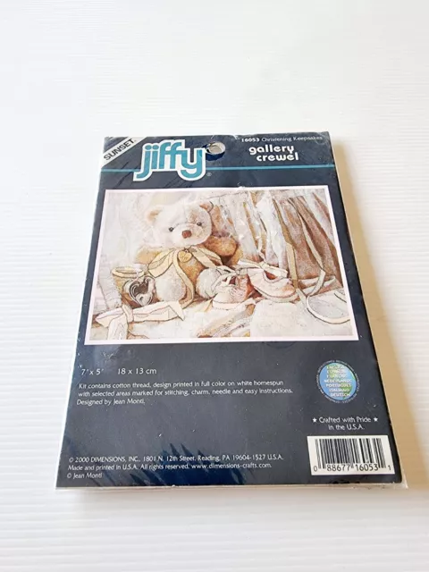 Christening Keepsakes 16053 GALLERY CREWEL KIT by JIFFY SUNSET DIMENSIONS USA