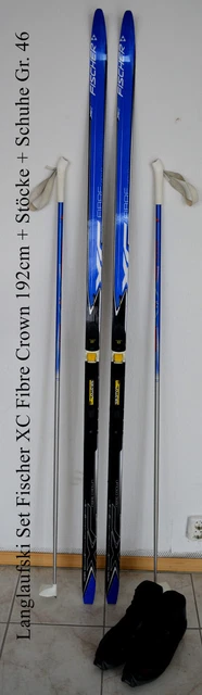 Langlaufski Set Fischer XC fibre crown 192cm SNS Schuppen + Stöcke + Schuhe