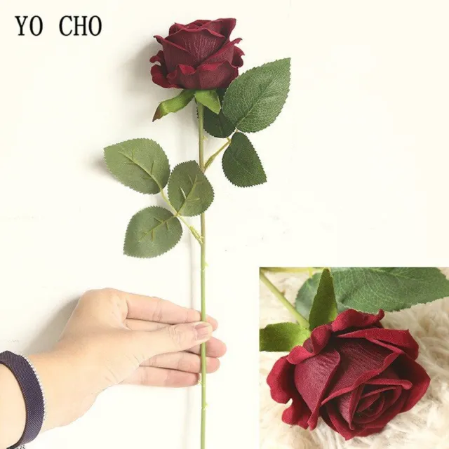 Artificial Flower Rose Flannelette Single Branch DIY Home Party Wedding Supplies