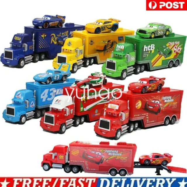 Disney Pixar Cars Mcqueen Mack Truck&Car The King Jackson Storm Toy Car Au