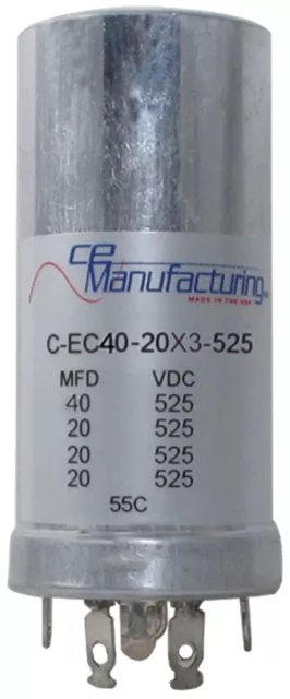 CE Manufacturing Multisection Mallory FP Can Capacitor, 40/20/20/20µf @ 525VDC