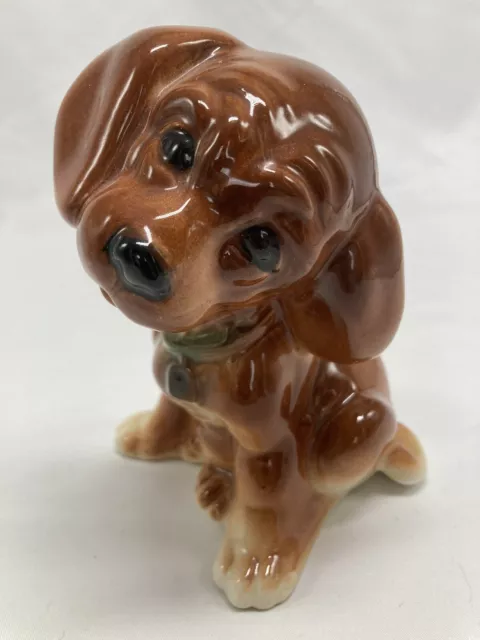 Vintage Royal Copley Puppy Dog Cocker Spaniel Figurine Pottery 1950s Approx 6”