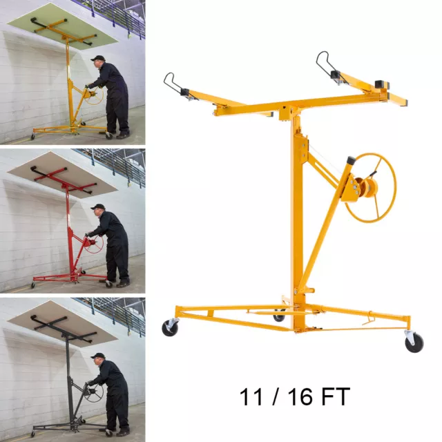 16FT Caster Foldable Drywall Tools Hoist Plaster Board Lifter Panel Sheet Lift