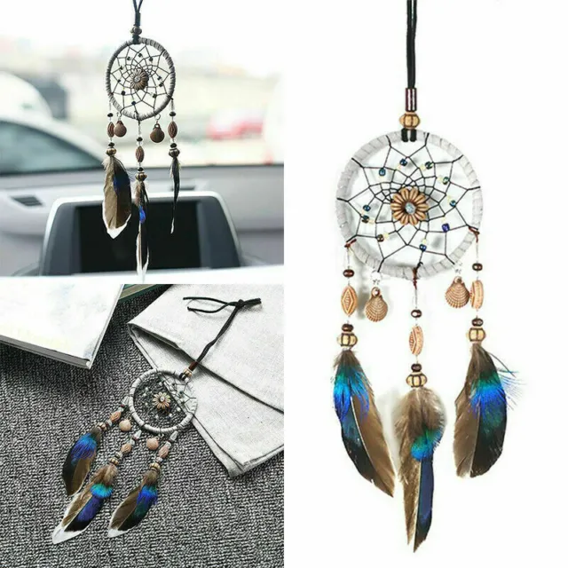 Dream Catcher Beaded Car Wall Hanging Bead Ornament Feathers Mini Decoration