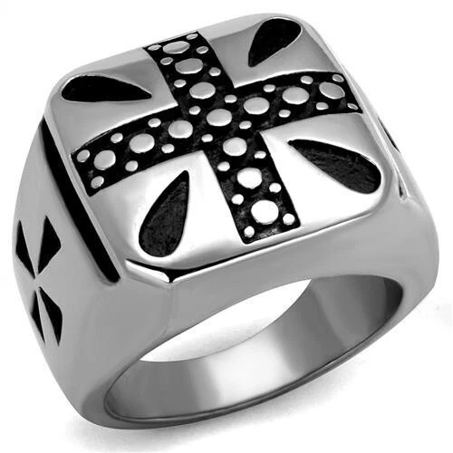Anello a croce da uomo fascia argento segnalibro motociclista mignolo senza pietra acciaio inox goth