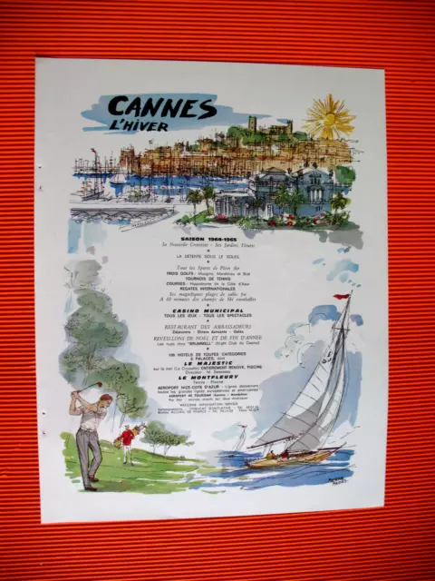 Publicite De Presse Tourisme L'hiver A Cannes 64-65  Illustration P. Pages 1964