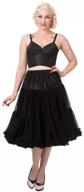 Banned »LIFEFORMS 26inch« 50s Retro RUFFLE Unterrock PETTICOAT Black Rockabilly