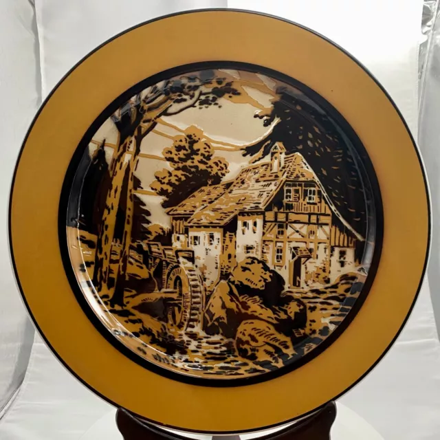 WONDERFUL ANTIQUE VILLEROY BOCH DRESDEN DECORATIVE PLATE 12.8" Excellent C. 1905