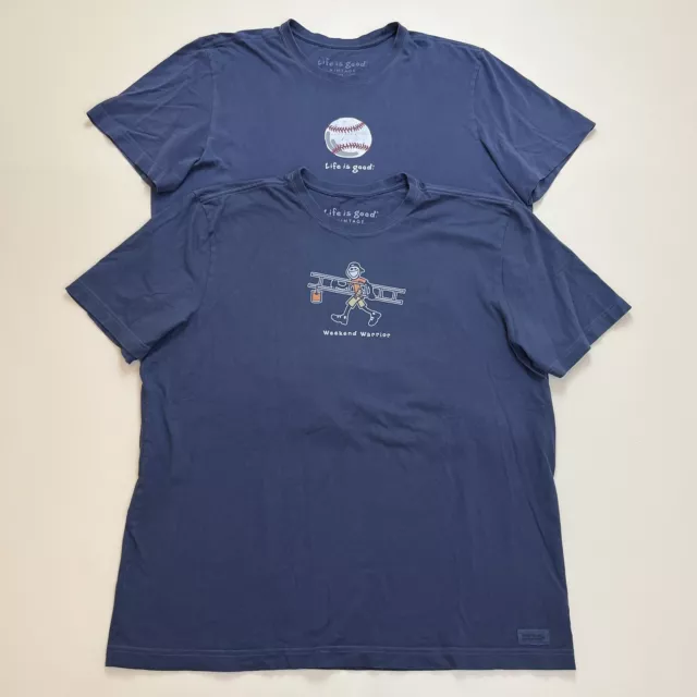 Life Is Good Men's Vintage Style Baseball T-Shirt Size XL Cotton Lot Of 2