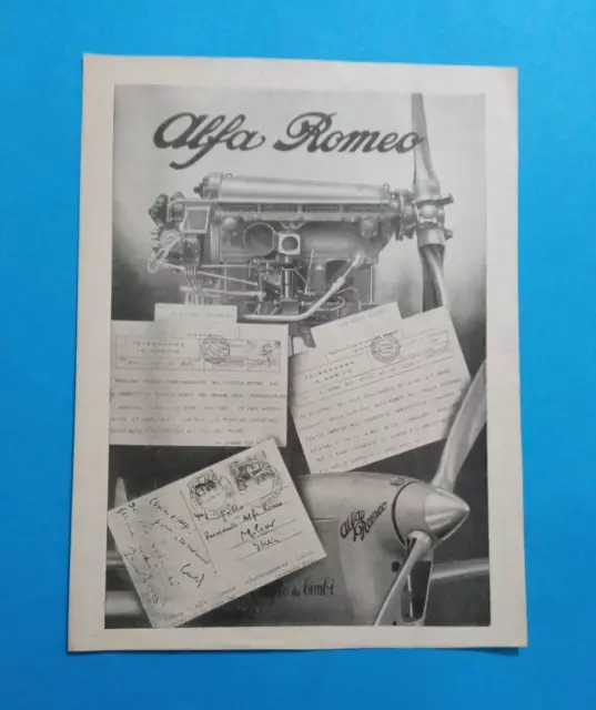 1949 Advertising Aviation Engine Air Flight Of The Angel Of The Children Alfa Romeo