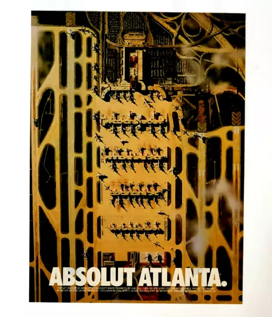 1992 Absolut Vodka Advertisement Atlanta Hartsfield Jackson Airport Vtg Print AD