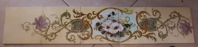 5 Art Nouveau Colorful Matching British Tiles-Decorated With Flowers And Leaves