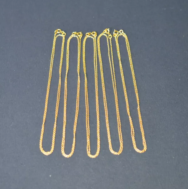 Wholesale 925 Solid Sterling 24Ct Gold Overlay 5Pc Plain Chain Lot-22 Inch J703