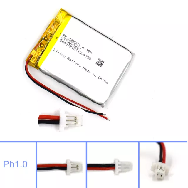 3.7V 1500mAh Lipolymer Battery Rechargeable Cell 533851 for Lamp Led Camera GPS