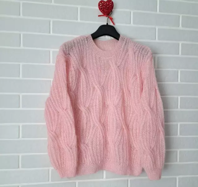 Pink mohair sweater Handmade sweater Hand knit sweater Handmade women sweater