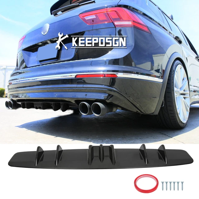 33& REAR BUMPER Diffuser Splitter Spoiler 7-Fins Gloss For VW Tiguan R ...