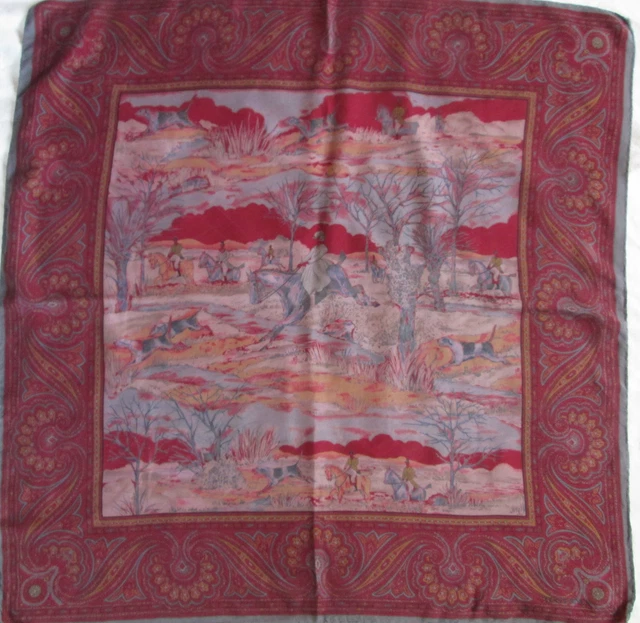 Foulard Vintage NINA RICCI 100% Soie - 88 X 90 Cm, Blanc Et Rose, Made In Italy