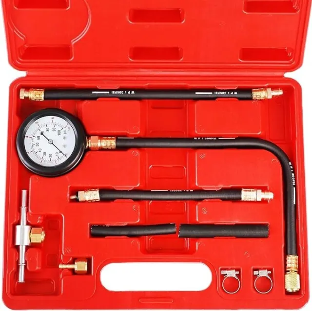 Open Box Fuel Injection Pump Pressure Tester Gauge Kit, Car Gasoline Gas Fuel.