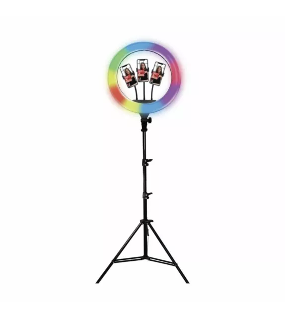 PRO Live Stream 18” 3-Device Ring Light with 18 RGB Modes & Tripod (SC-3830RGB)