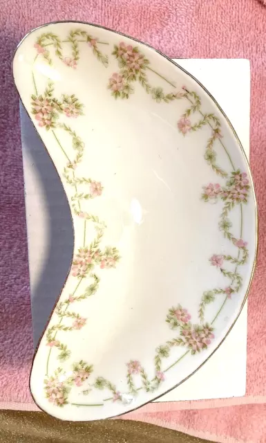 ANTIQUE 1919 BAVARIA ARBUTUS PATTERN- TIRSCHENREUTH BONE DISH-6.5"-Ex Used Cnd.