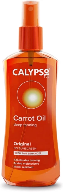 Olio di carota originale Calypso | senza SPF | accelera l'abbronzatura | senza autoabbronzatura | 200 ml
