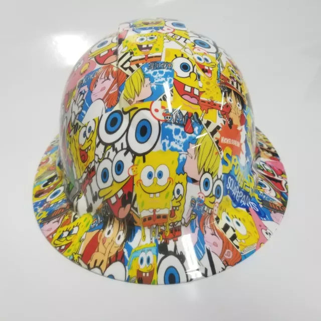 FULL BRIM Hard Hat custom hydro dipped SPONGEBOB SQUARE PANTS SUPER SICK