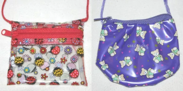 TH Girls Kids Small Coin Mini Purse Hand Bag Purple Teddy Bear Lady Bug Flowers