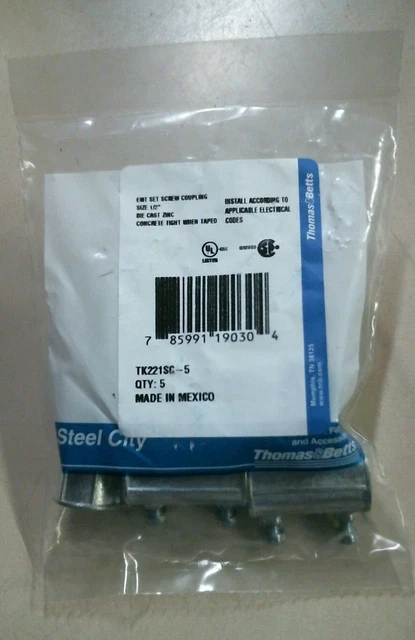 THOMAS&BETTS TK221SC-5, EMT Set Screw Coupling, 1/2