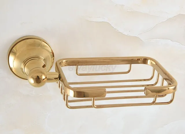 Gold Color Brass Bathroom Accessory Wall Mounted Soap Dish Holder Basket Wba889