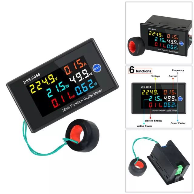 Digital Display AC 0-100A 40-300V Panel Meter Voltage Amp Frequency Energy Power