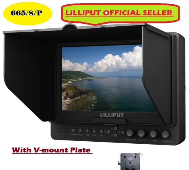 LILLIPUT 7" 665/S/P HD-SDI Peaking Focus HDMI In&Out Monitor+V-mount plate