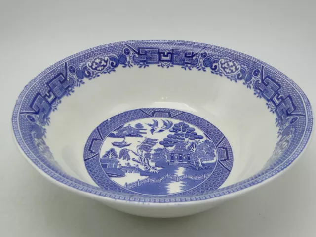 Old English Ridgway Flow Blue Willow Round Serving Bowl 9½in Oriental Motif