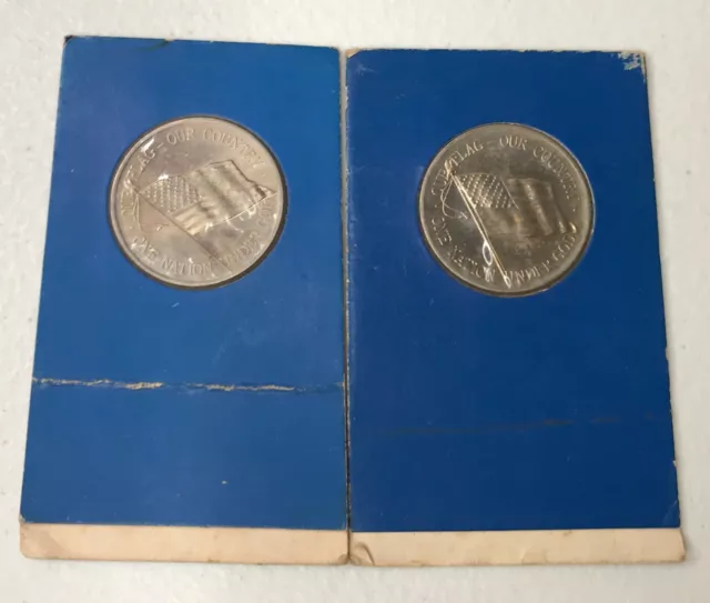 One Nation Under God Our Flag Our Country Pledge of Allegiance Medal Token X 2