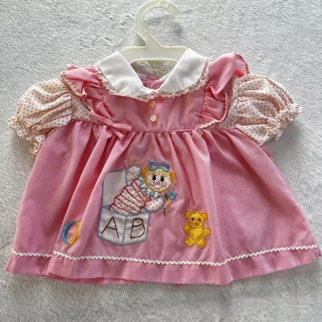 Cradle Togs Vintage 1980s Ruffle Lace Pink Toys Baby Girl Dress Size 0-3 Months