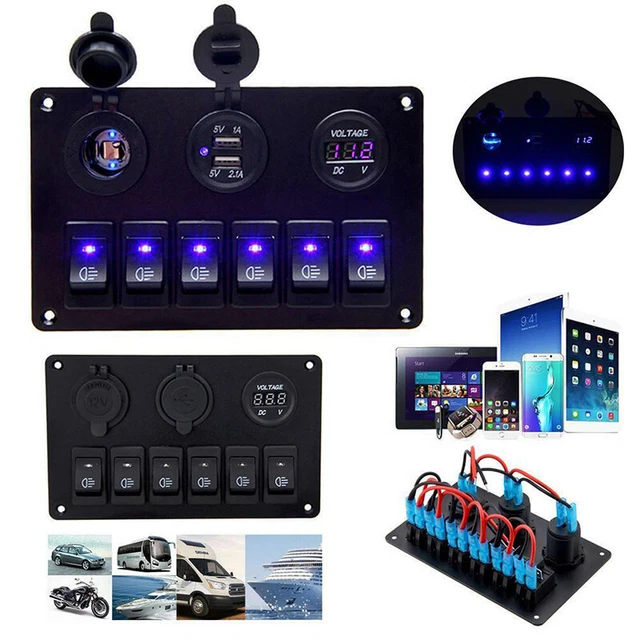Pannello Interruttori Universale Jtron DC12V Con Interruttore A Levetta A LED Rosso, Pulsante Avviamento Motore E Luce Spia, Per Auto, Camion, Racing E Camper