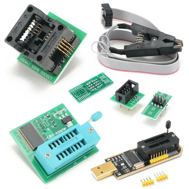 CH341A Programmer Complete Set USB + SOP8 Clip + 1.8V Adapter + SOP8 Adapter